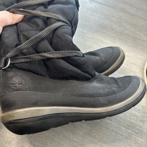 Timberland Fleece Faux Fur Lined Winter Snow Women Boots Black Size 9 18323 - Picture 6 of 7